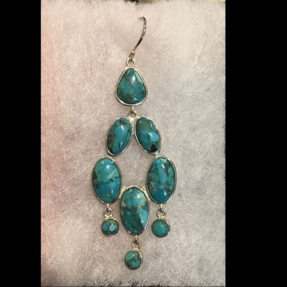 SILPADA Turquoise Sterling Silver Vieques Chandelier Drop Dangle Earrings W3289 - Picture 5 of 10